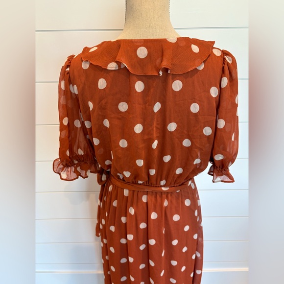 Women’s LC Lauren Conrad Polka Dot Ruffle Faux Wrap Dress SOLD On EBAY - Picture 6 of 12